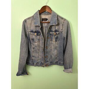 Ci Sono Denim Collection Light Wash Womens Cropped Jean Jacket With Button Front